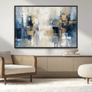 Modern Abstract Canvas Wall Art in Blue and Gold Tones |