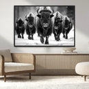 American Bison Art | Buffalo Herd Wall Art Canvas Print, BW