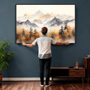 Abstract Mountain Wall Art | Misty Mountain Forest and