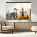 Abstract Watercolor Mountains and Trees Autumn Wall Art,