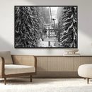 Winter Ski Lift Black and White Canvas Wall Art – Alpine