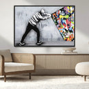 Banksy Art Behind the Curtain Street Wall Art Canvas Print |