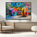 Fitness Gym Barbell Graffiti Wall Art Canvas Print