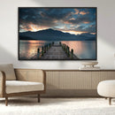 Mountain Lake Wood Pier Canvas Wall Art Nature Lake Print