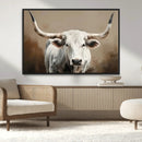 White Longhorn Bull Wall Art Canvas Print – Framed and Ready by MyGreatCanvas | Canvas Wall Art Prints | Photo Prints & Wall Decor