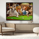 Dogs Playing Pool Canvas Wall Art Funny Gifts Dog Print