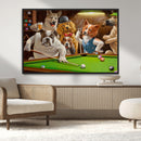 Dogs Playing Pool Canvas Wall Art Funny Gifts Dog Print