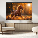 Running Horse Sunset Forest Wall Art Canvas Print