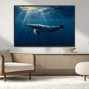 Whale under Ocean Wall Art Canvas Print