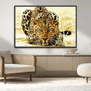 Blue-Eyed Leopard Canvas Wall Art - Framed Animal Print