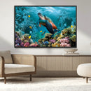 Sea Turtle and Coral Reef Triptych Wall Art – Vibrant