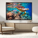 Sea Turtle Wall Art Canvas Print – Vibrant Ocean Coral Reef
