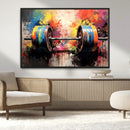Weightlifting Barbell Art Triptych, Bold Abstract Fitness