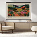 Yayoi Kusama Landscape Canvas Print, Vibrant Floral Mountain