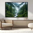 Mountain Forest River Canvas Wall Art Print - Serene Nature