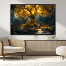 Golden Tree of Life Canvas Wall Art Print - Majestic Glowing