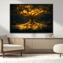 Golden Tree of Life Canvas Wall Art Print - Majestic Glowing