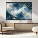 Large Abstract Print - Luxe Blue and Gold Abstract Canvas
