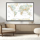 Animal World Map for Kids Room Decor