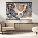 Abstract Blue and Gold Wall Art - Fluid Ink Artwork - Modern