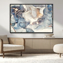 Abstract Blue and Gold Canvas Wall Art - Fluid Modern Ink