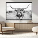 Highland Cow Wall Art Canvas Print – Black and White Western