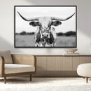 Highland Cow Wall Art Canvas Print – Black and White Western