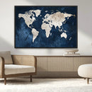 Vintage World Map Canvas Wall Art - Framed Map Print for
