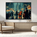 Urban Night Jazz Wall Art Canvas Print – Moody Rain-Soaked