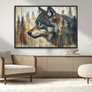 Rustic Wolf Wall Art Canvas Print – Vintage Woodland