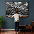 Black and White Old Angel Oak Tree Wall Art Canvas Print