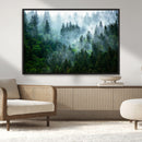 Misty Forest Wall Art Canvas Print – Framed Foggy Mountain