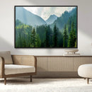 Misty Forest Mountain Wall Art Canvas Print – Framed Serene