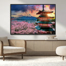Mount Fuji Cherry Blossom Wall Art Canvas Print – Framed