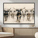 Texas Longhorn Wall Art – Framed Cattle Walking Canvas by MyGreatCanvas | Canvas Wall Art Prints | Photo Prints & Wall Decor