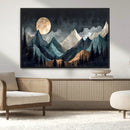 Moonlit Mountain Wall Art Canvas Print – Silhouetted Pines