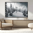 Snowy Pines Wall Art Canvas Print – Framed Ski Lift Winter