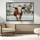 Texas Longhorn Wall Art Canvas Print – Framed Spotted Bull