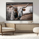 Texas Longhorn Wall Art Canvas Print – Framed Spotted Bull