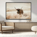 Texas Longhorn Wall Art Canvas Print – Framed Brown Horned