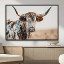 Texas Longhorn Wall Art – Framed Speckled Cow Canvas by MyGreatCanvas | Canvas Wall Art Prints | Photo Prints & Wall Decor
