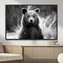Grizzly Bear Wall Art Canvas Print – Framed Black White