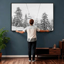 Snowy Ski Lift Wall Art – Framed Winter Forest Canvas by MyGreatCanvas | Canvas Wall Art Prints | Photo Prints & Wall Decor
