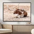 Texas Longhorn Wall Art Canvas Print – Framed Resting Bull by MyGreatCanvas | Canvas Wall Art Prints | Photo Prints & Wall Decor