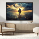 Jesus Walks Wall Art Canvas Print – Framed Divine Sunset by MyGreatCanvas | Canvas Wall Art Prints | Photo Prints & Wall Decor