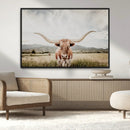 Texas Longhorn Wall Art Canvas Print – Framed Western Cow