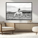 White Horse Wall Art Canvas Print – Framed Woman Rider