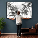 Black and White Palm Wall Art Canvas Print – Framed
