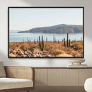 Desert Lake Wall Art – Framed Cactus Mountain Canvas by MyGreatCanvas | Canvas Wall Art Prints | Photo Prints & Wall Decor