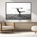 Yoga Surf Wall Art Canvas Print – Framed Black White Shore by MyGreatCanvas | Canvas Wall Art Prints | Photo Prints & Wall Decor